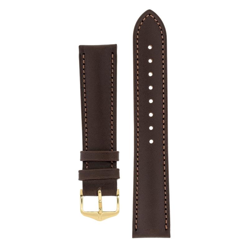 Hirsch KENT Textured Natural Leather Watch Strap in BROWN