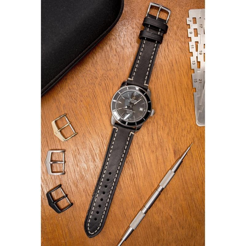 Hirsch LIBERTY Leather Watch Strap in BLACK