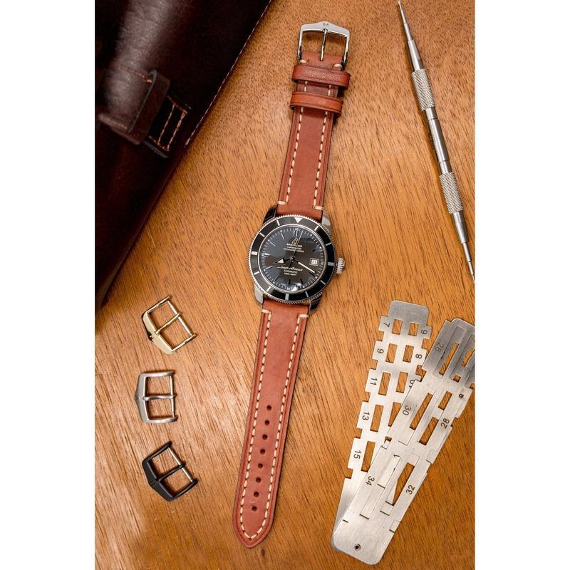 Hirsch LIBERTY Leather Watch Strap in GOLD BROWN