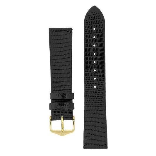 Hirsch LIZARD Leather Watch Strap in BLACK