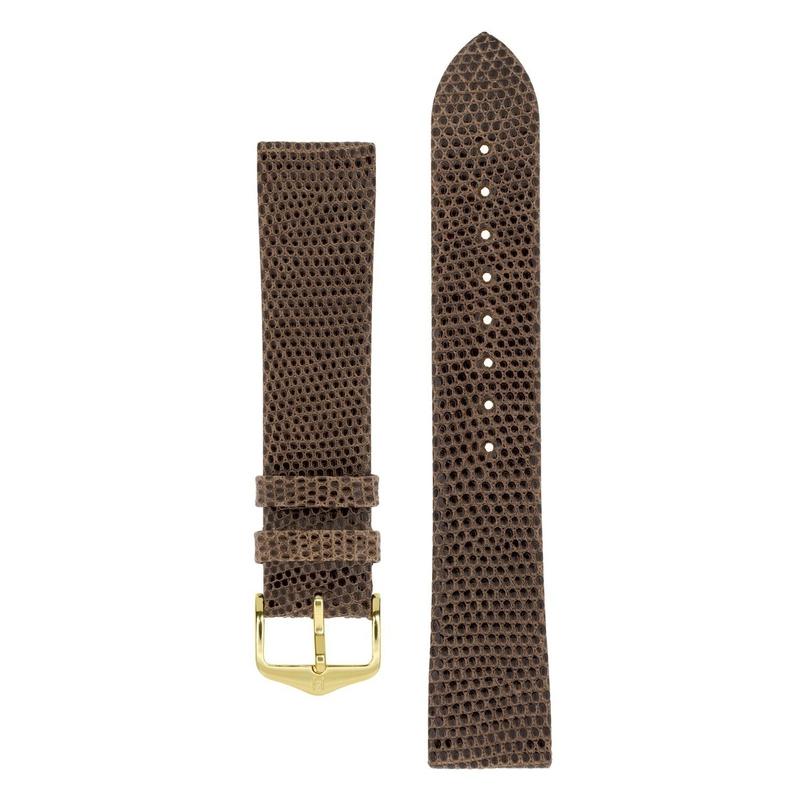 Hirsch LIZARD Leather Watch Strap in BROWN