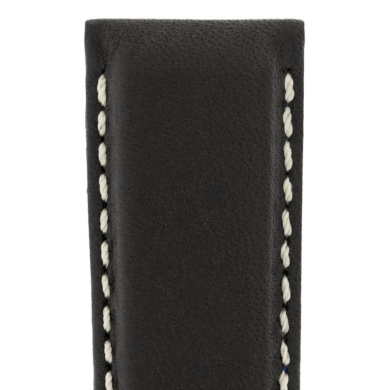 Hirsch MARINER Water-Resistant Leather Watch Strap in BLACK
