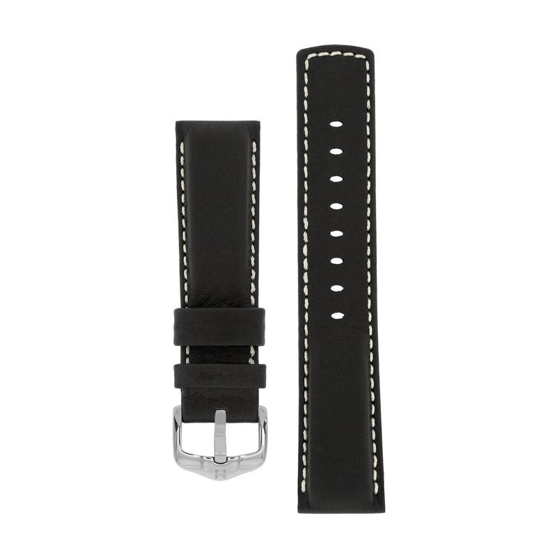 Hirsch MARINER Water-Resistant Leather Watch Strap in BLACK