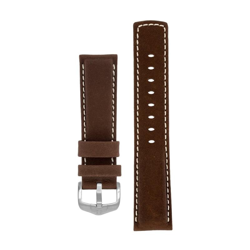 Hirsch MARINER Water-Resistant Leather Watch Strap in BROWN