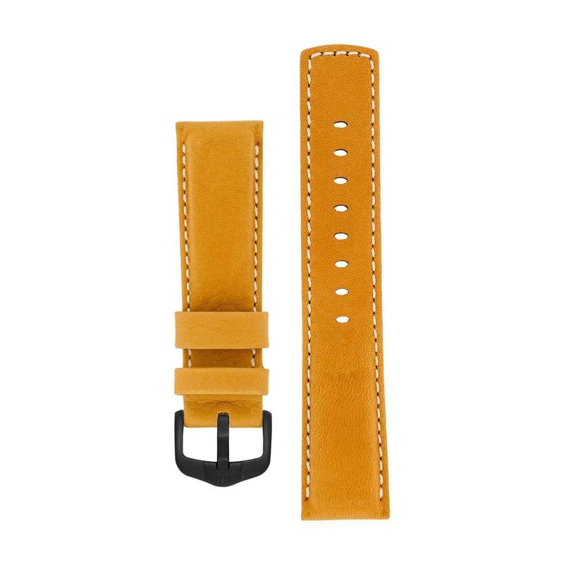 Hirsch MARINER Water-Resistant Leather Watch Strap in GOLD BROWN