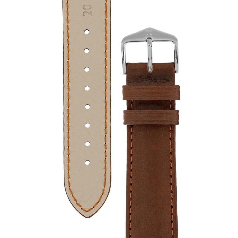 Hirsch MERINO Nappa Leather Watch Strap in GOLD BROWN