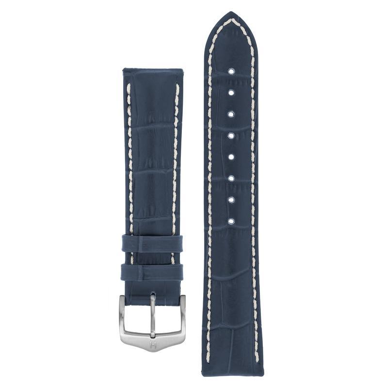 Hirsch MODENA Alligator Embossed Leather Watch Strap in BLUE