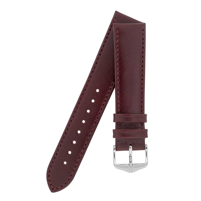 Hirsch OSIRIS Calf Leather Watch Strap in BURGUNDY