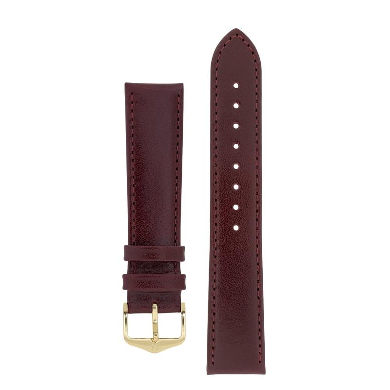 Hirsch OSIRIS Calf Leather Watch Strap in BURGUNDY