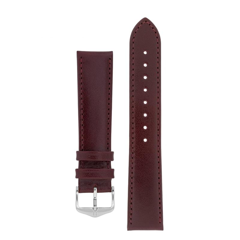 Hirsch OSIRIS Calf Leather Watch Strap in BURGUNDY