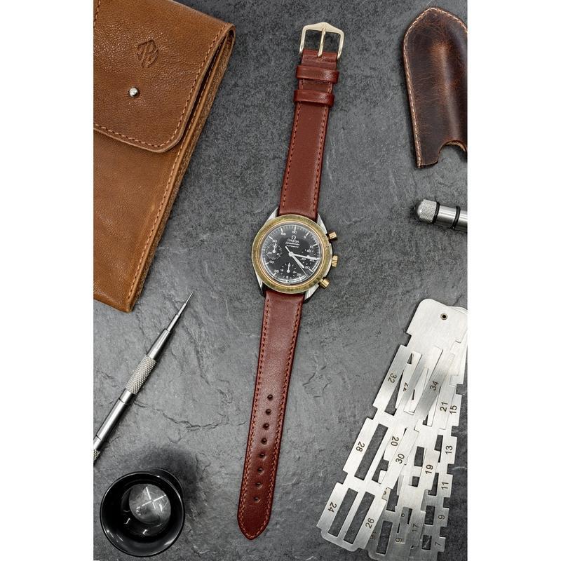 Hirsch OSIRIS Calf Leather Watch Strap in MID BROWN