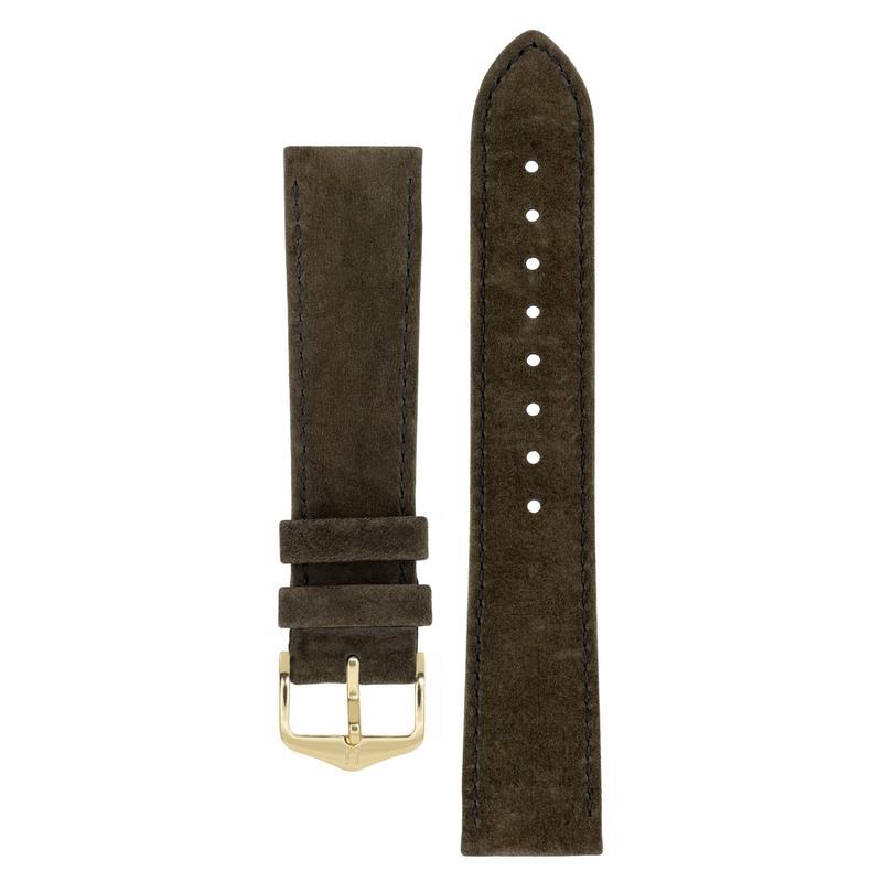 Hirsch OSIRIS Calf Leather with Nubuck Effect Watch Strap in BROWN