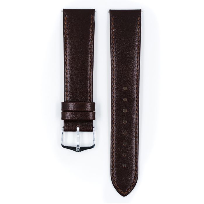 Hirsch OSIRIS Calf Watch Strap in BROWN SHINY