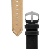 Hirsch RANGER Retro Leather Parallel Watch Strap in BLACK