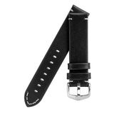 Hirsch RANGER Retro Leather Parallel Watch Strap in BLACK