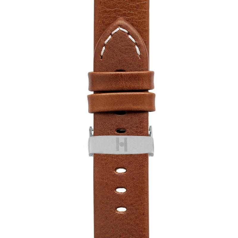Hirsch RANGER Retro Leather Parallel Watch Strap in GOLD BROWN