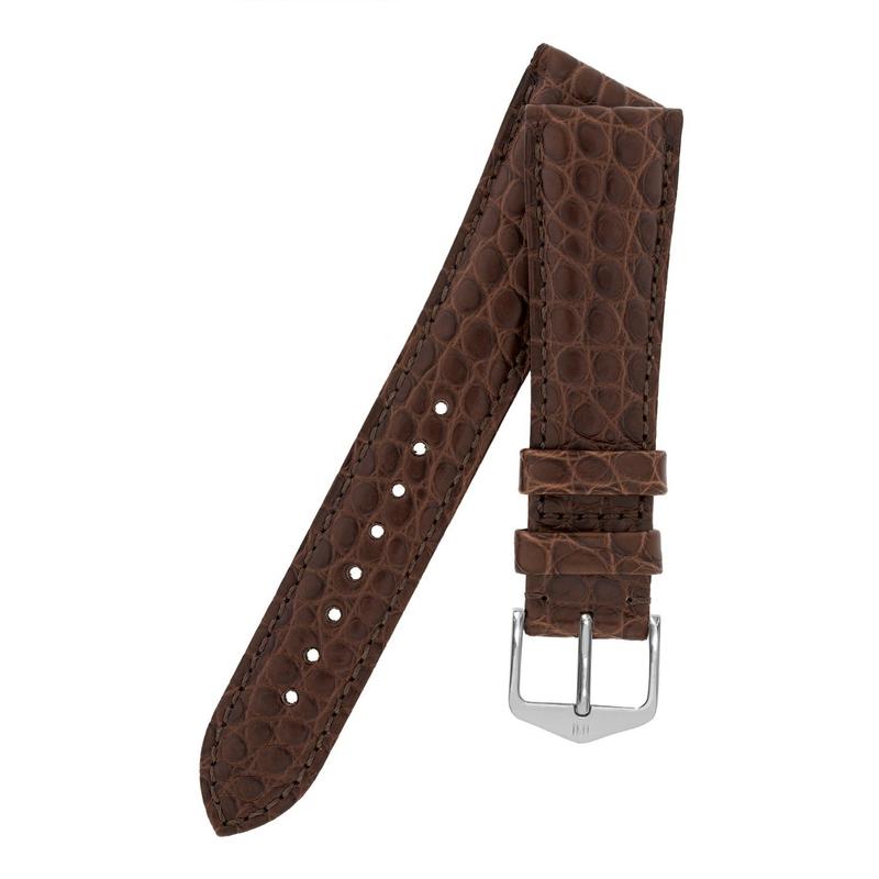 Hirsch REGENT Genuine Alligator Leather Watch Strap in BROWN