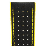 Hirsch ROBBY Sailcloth Effect Performance Watch Strap in BLACK / YELLOW