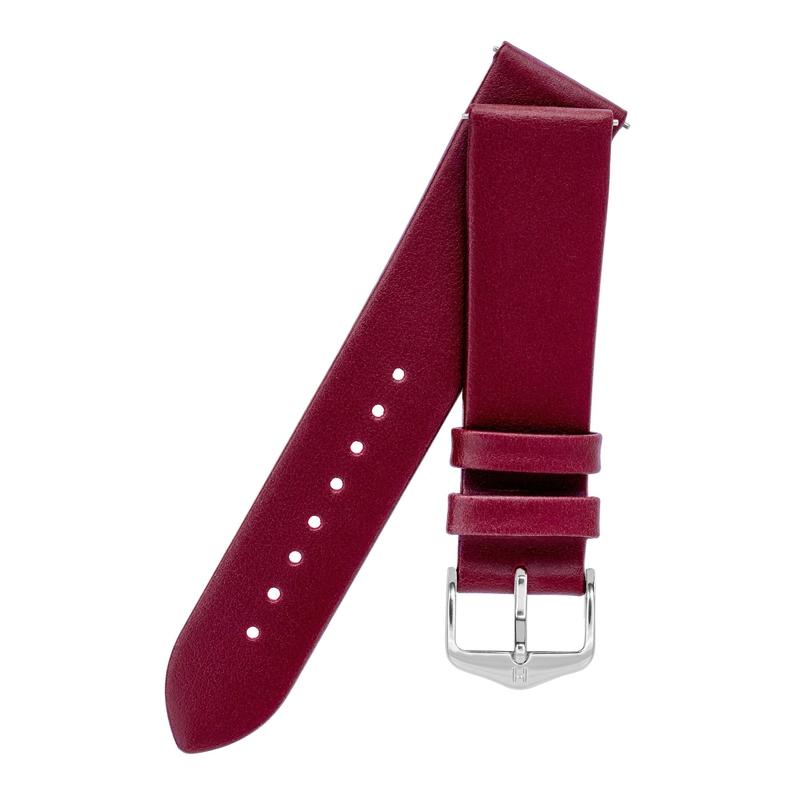 Hirsch TORONTO Fine-Grained Leather Watch Strap in BERRY