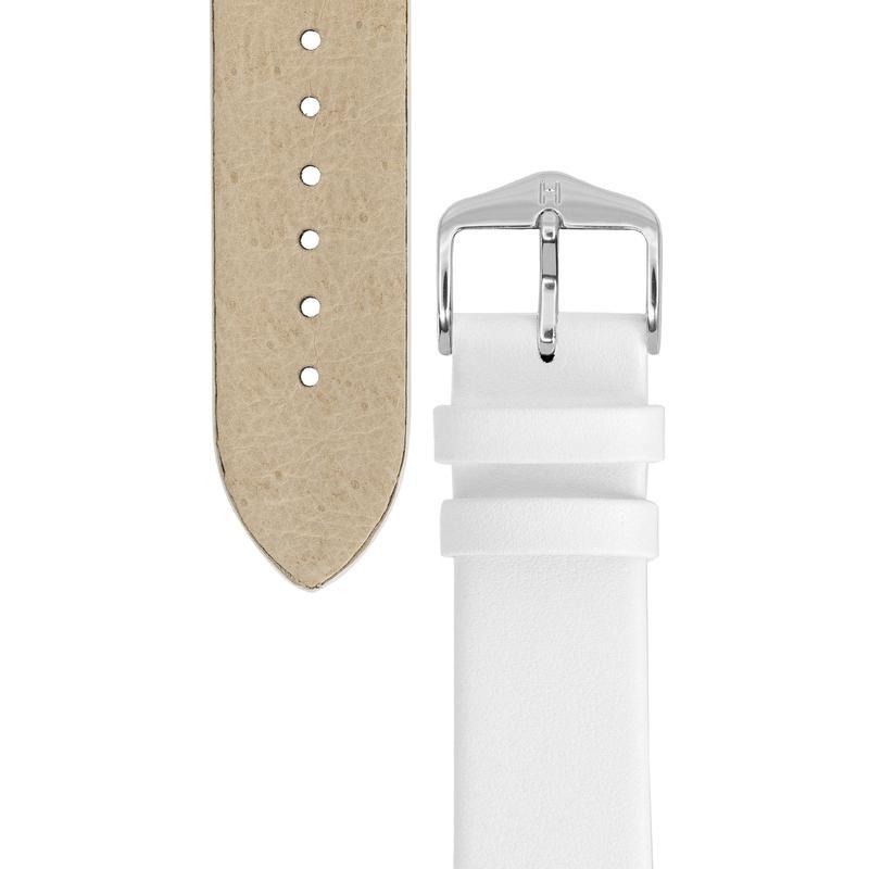 Hirsch TORONTO Fine-Grained Leather Watch Strap in WHITE