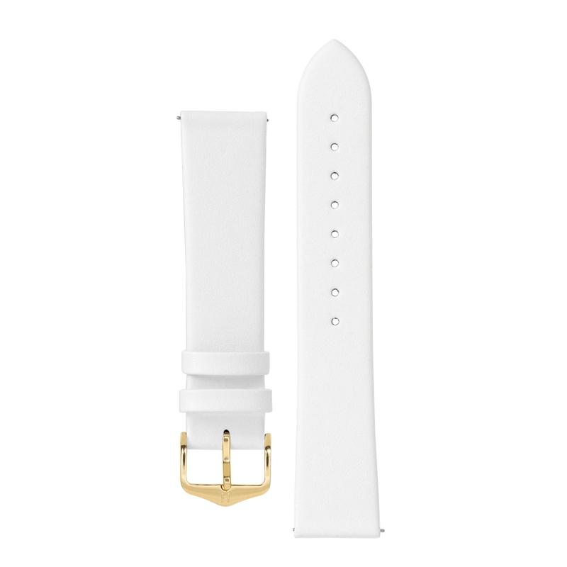 Hirsch TORONTO Fine-Grained Leather Watch Strap in WHITE