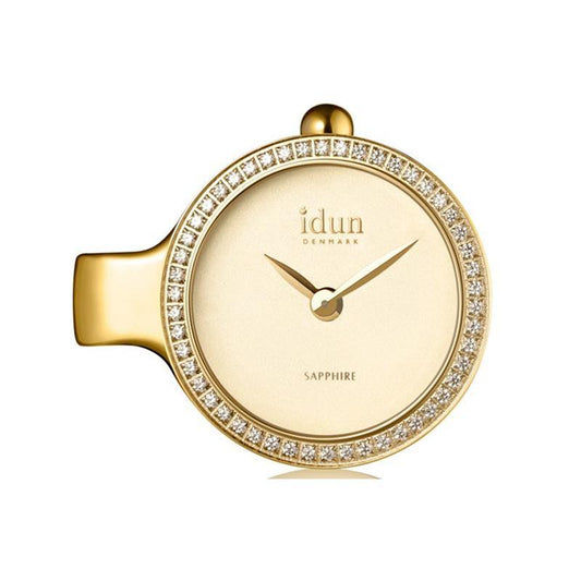 Idun Champagne Dial Gold CZ Pendant Charm Watch