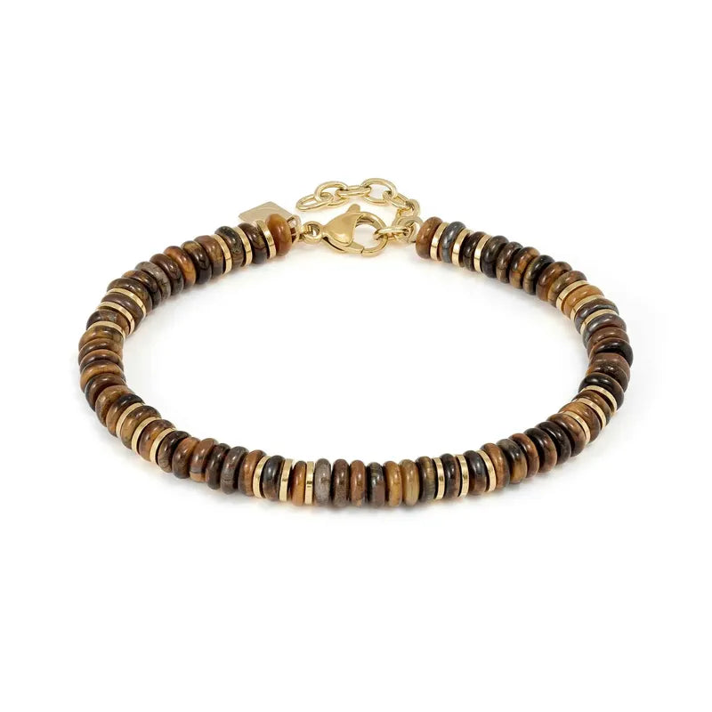 Instinctstyle Infinity Bracelet, Yellow PVD, Brown Stones
