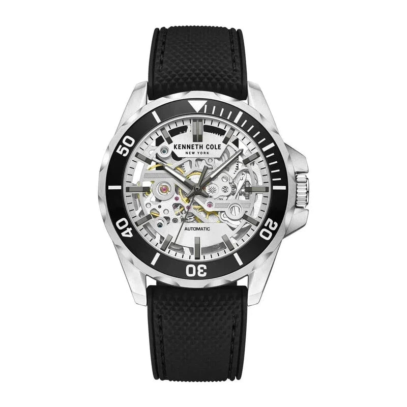 Kenneth Cole Automatic Black Silicone Strap Watch KCWGZ0046003