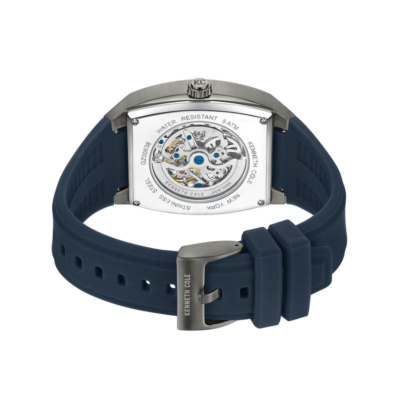 Kenneth Cole Gents Blue Silicone Strap Automatic Watch KCWGZ0063801
