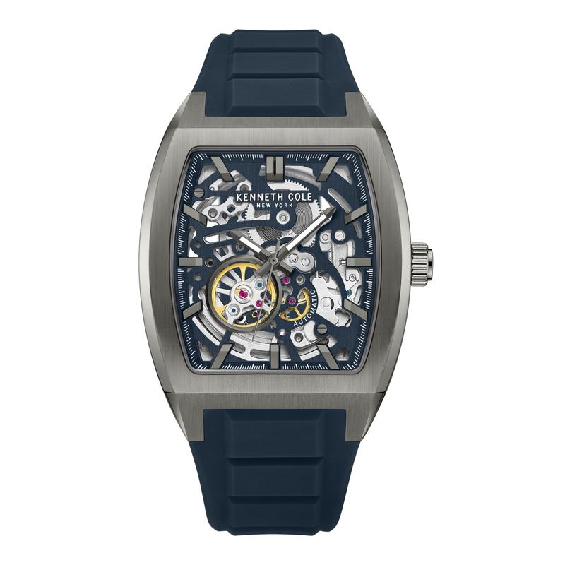Kenneth Cole Gents Blue Silicone Strap Automatic Watch KCWGZ0063801