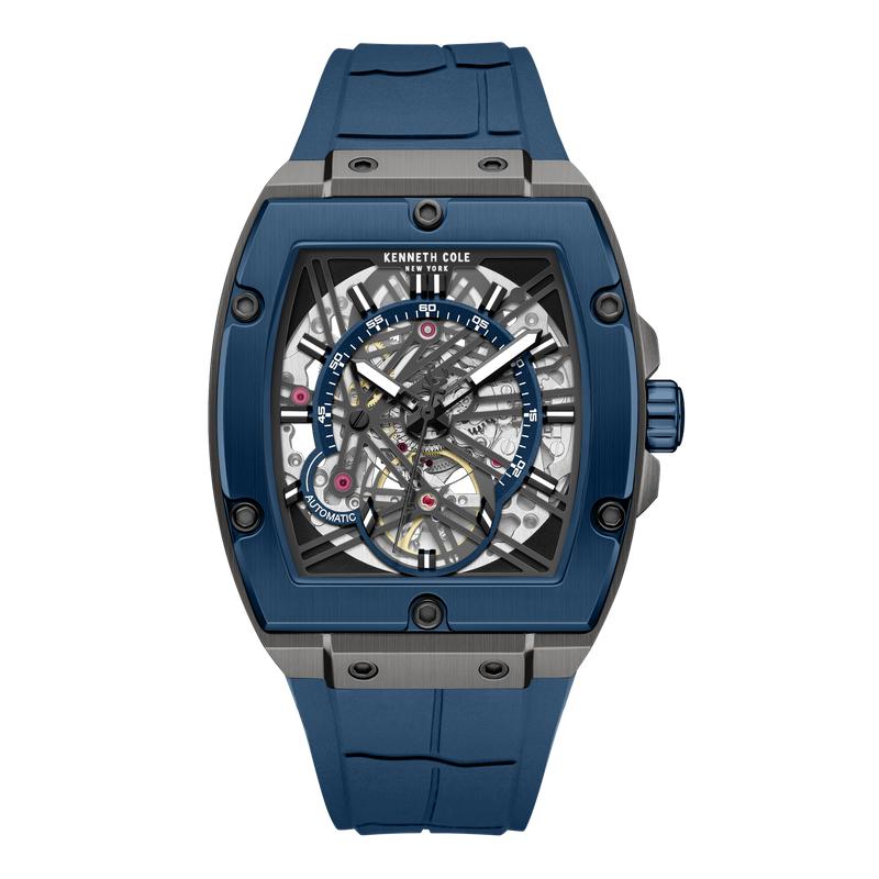 Kenneth Cole Gents Blue Silicone Strap Automatic Watch KCWGZ0067801