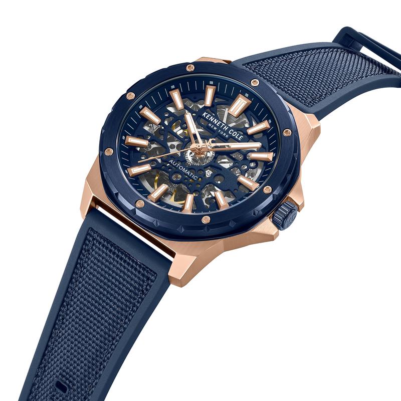 Kenneth Cole Gents Gridlock Silicone Strap Automatic Watch KCWGZ0076702