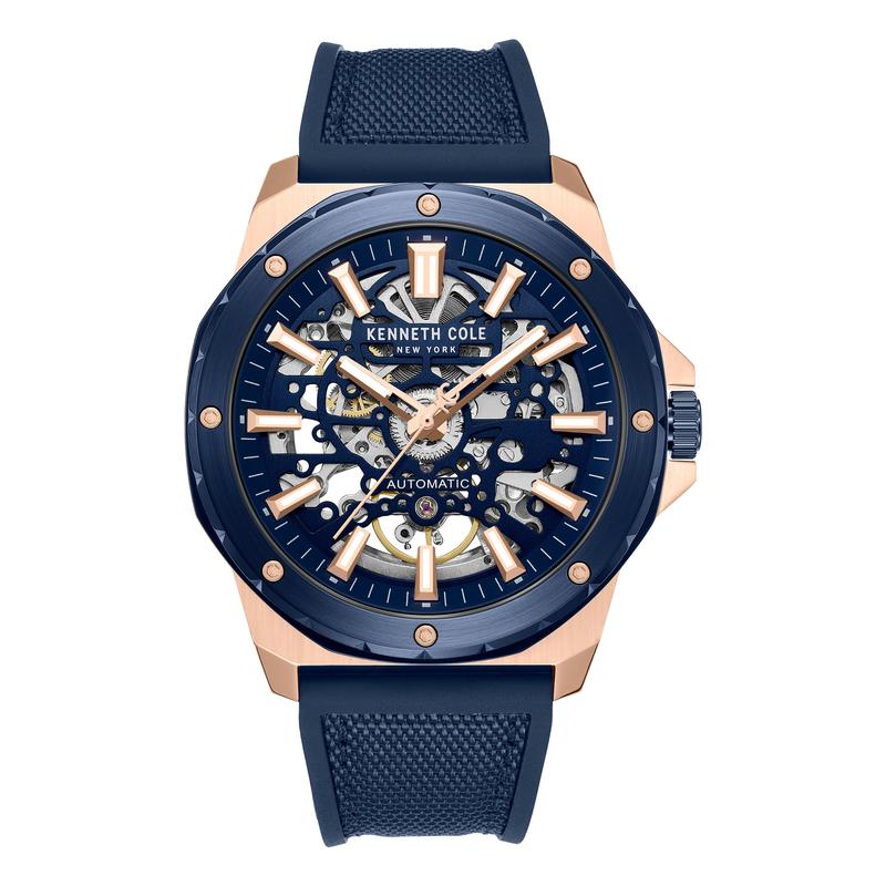 Kenneth Cole Gents Gridlock Silicone Strap Automatic Watch KCWGZ0076702