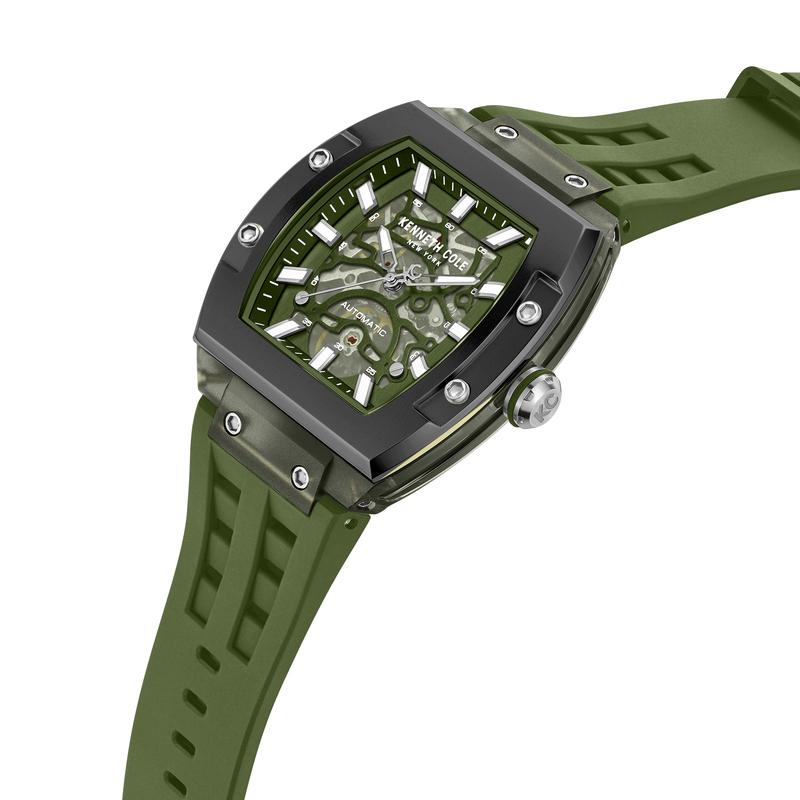 Kenneth Cole Gents Manhat Silicone Strap Automatic Watch KCWGZ0076803