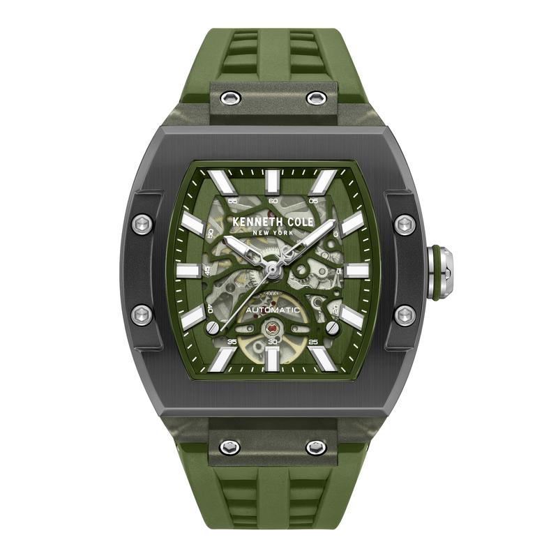 Kenneth Cole Gents Manhat Silicone Strap Automatic Watch KCWGZ0076803