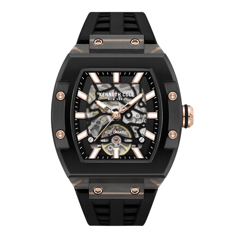 Kenneth Cole Gents Manhat Silicone Strap Automatic Watch KCWGZ0076804