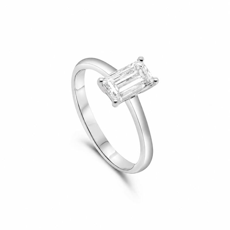 Lab-Grown Diamond Emerald Solitaire Ring 1.00ct 9ct White Gold