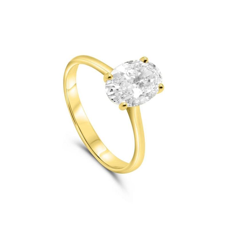 Lab-Grown Diamond Oval Solitaire Ring 0.52ct 9ct Yellow Gold