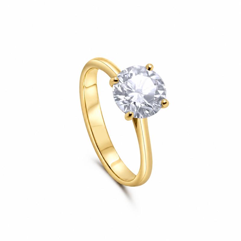 Lab-Grown Diamond Round Solitaire Ring 1.52ct 9ct Yellow Gold