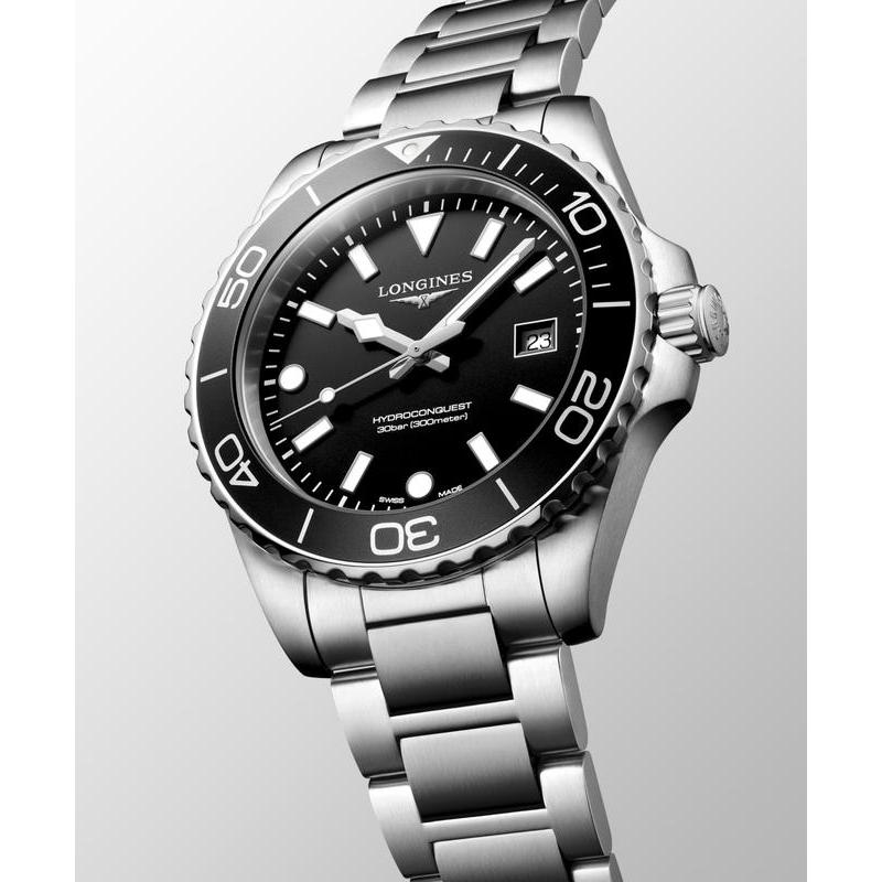 Longines HydroConquest L3.769.4.56.6 Quartz Watch Black Dial