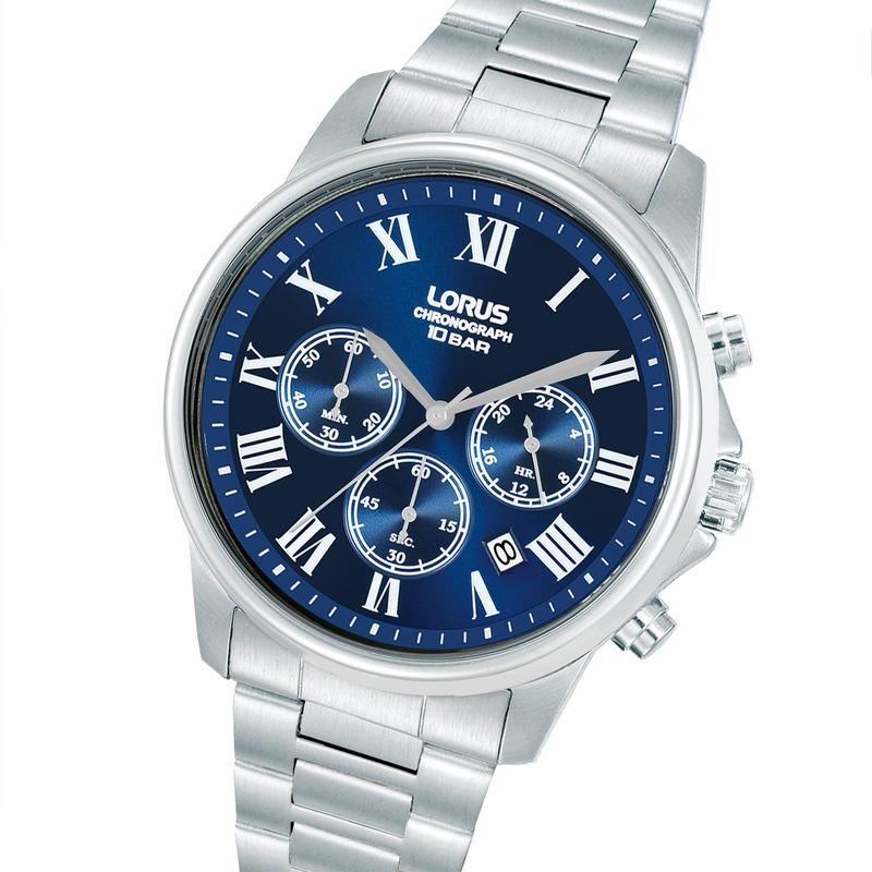 Lorus Classic Men's Quartz Chronograph Watch Dark Blue Sunray Dial