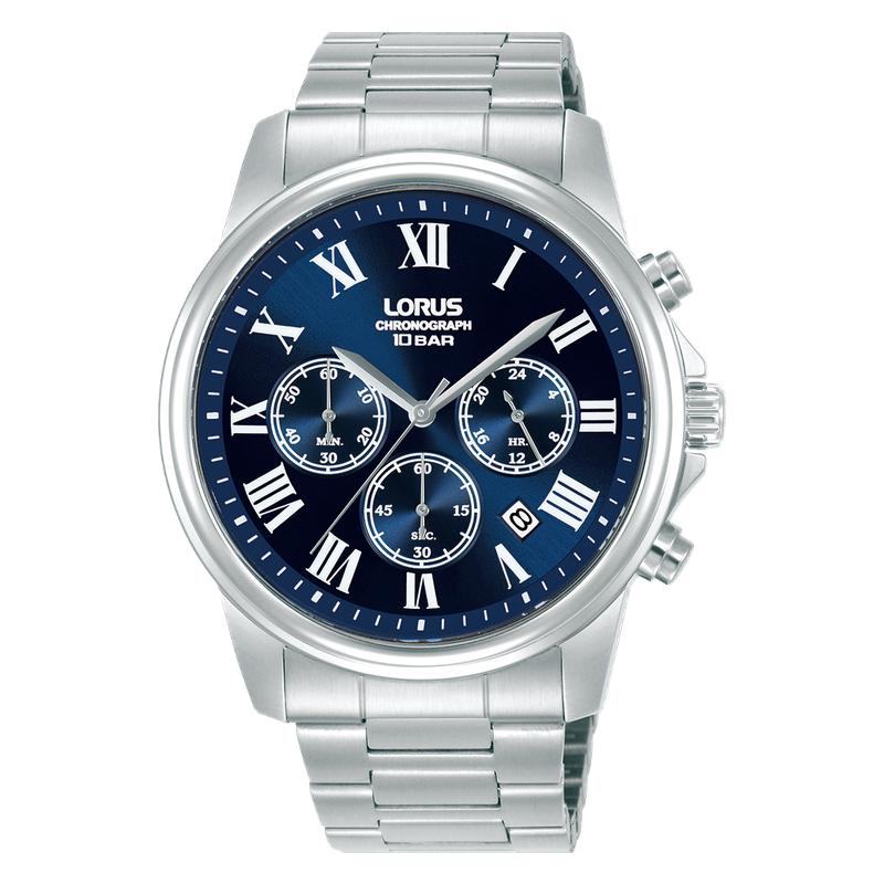 Lorus Classic Men's Quartz Chronograph Watch Dark Blue Sunray Dial