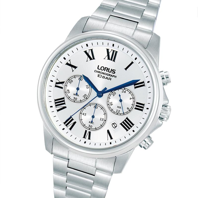 Lorus Classic Men's Quartz Chronograph Watch Silver White Sunray Dial