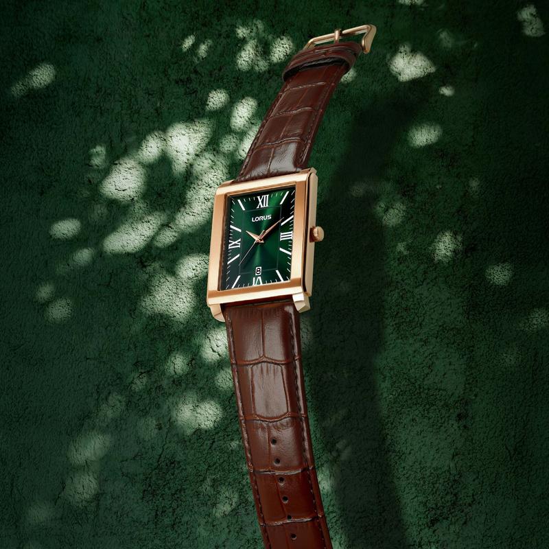 Lorus Classic RS990DX9 Men's 34mm Quartz Watch Dark Green Sunray Dial