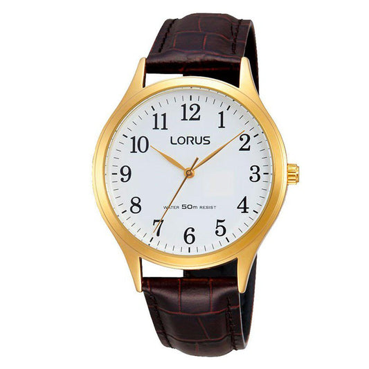Lorus Gents Brown Leather 3-Hands Watch