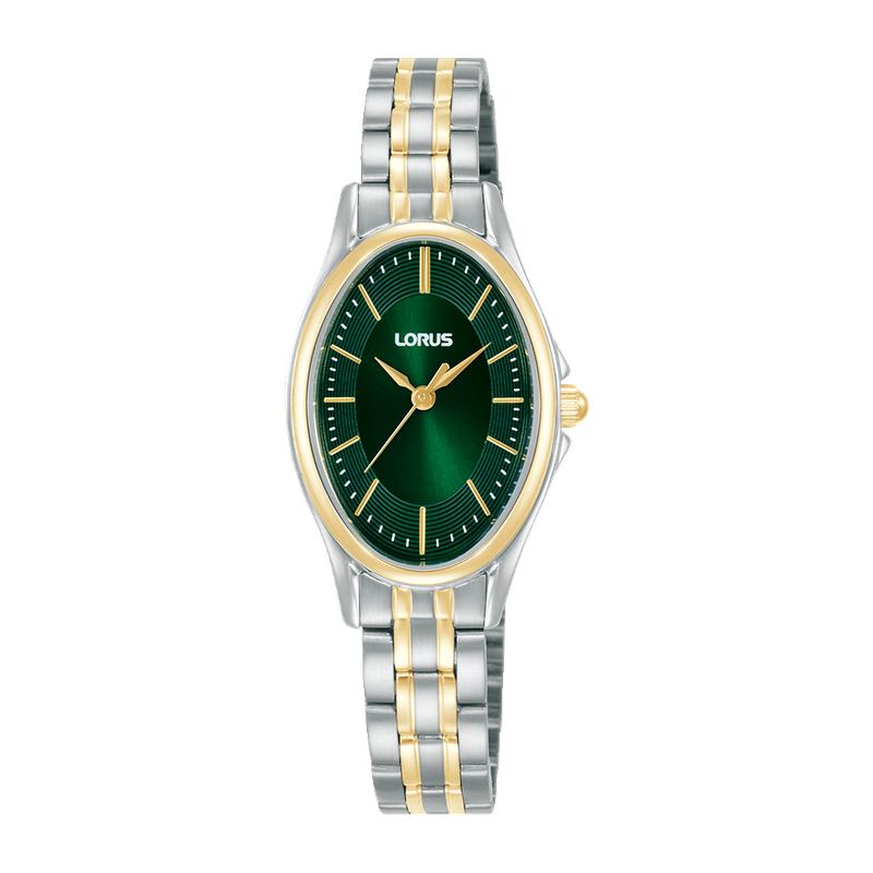 Lorus RRX84JX9 Women's 22mm Quartz Watch Silver Dark Green Sunray Dial