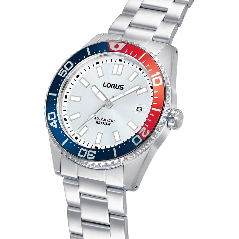 Lorus Sports Men's Automatic Watch Stainless Steel Silver White Sunray Dial