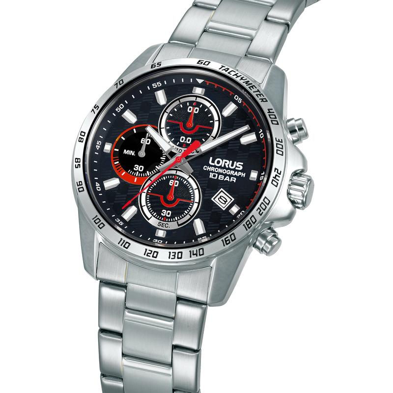 Lorus Sports Men's Quartz Chronograph Watch Black Sunray Dial