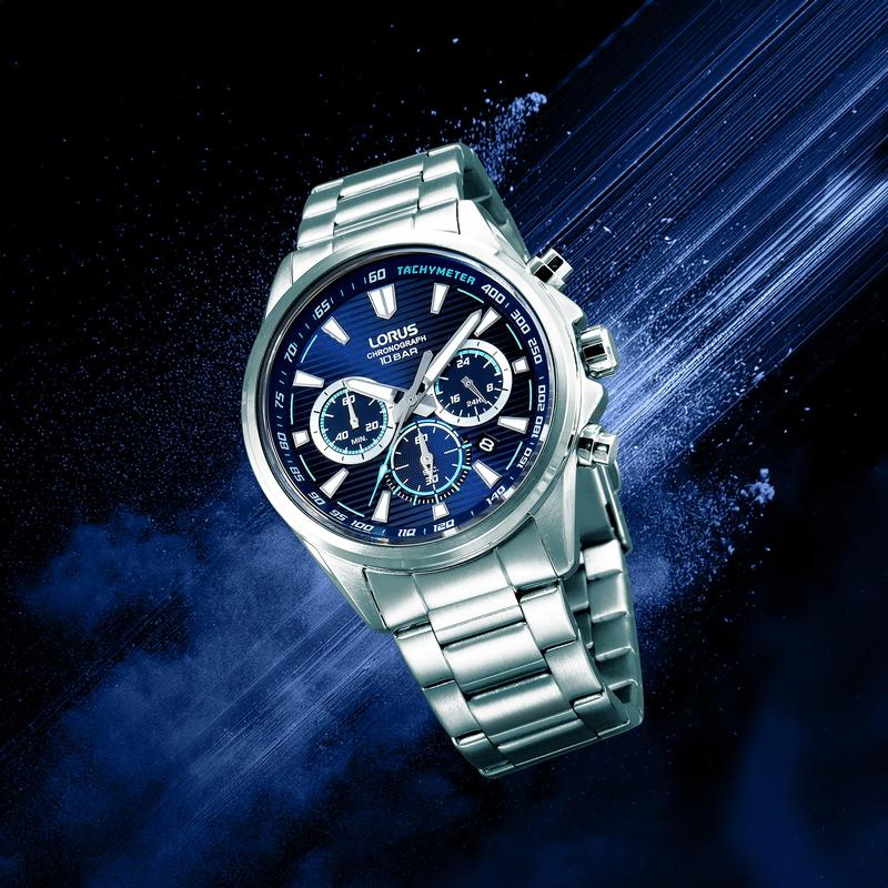 Lorus Sports Men's Quartz Chronograph Watch Dark Blue Sunray Dial