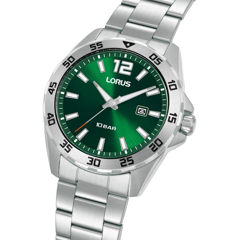 Lorus Sports Men's Quartz Watch Dark Green Sunray Dial